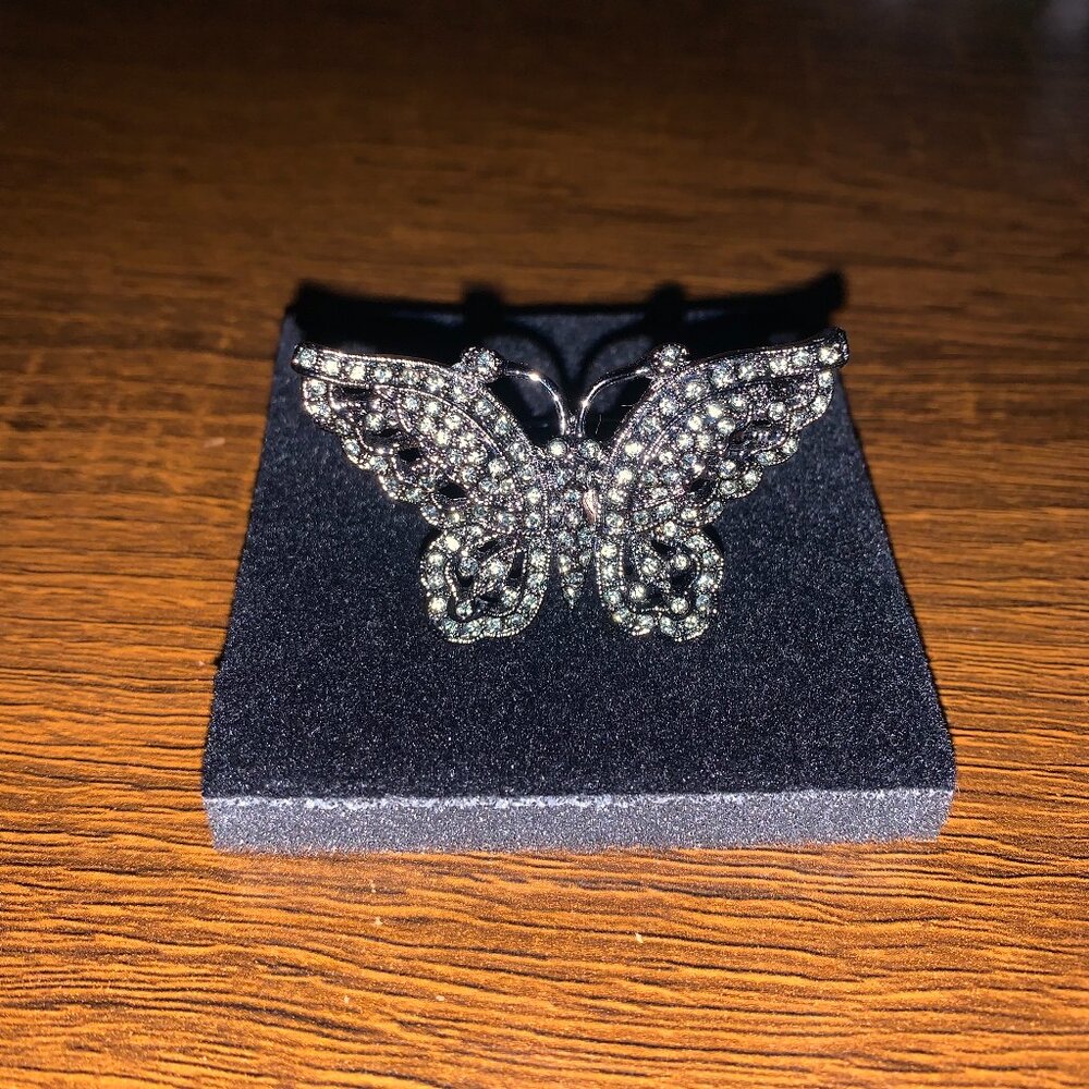 Large Marcasite Butterfly Ring, size 7